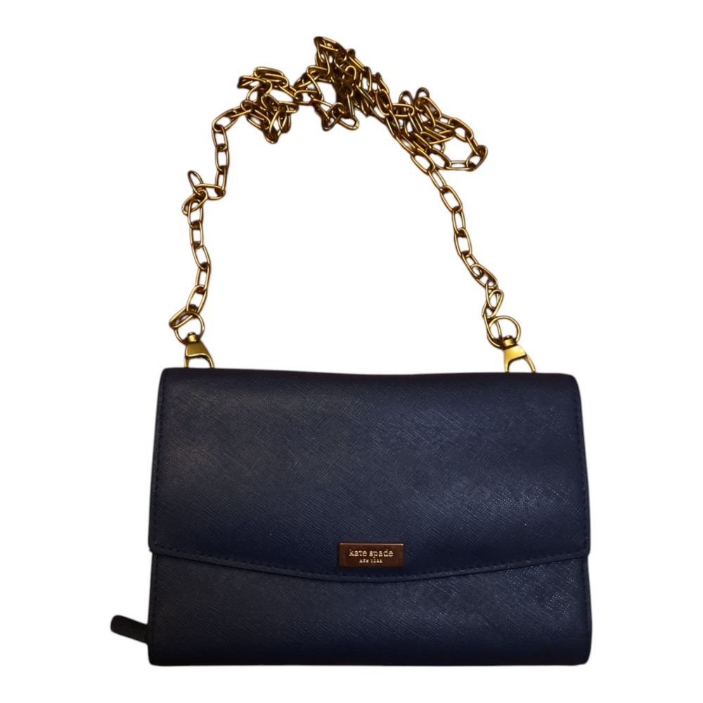 Kate Spade iPhone Case Wallet Laurel Navy w/ added Gold Chain GUC
